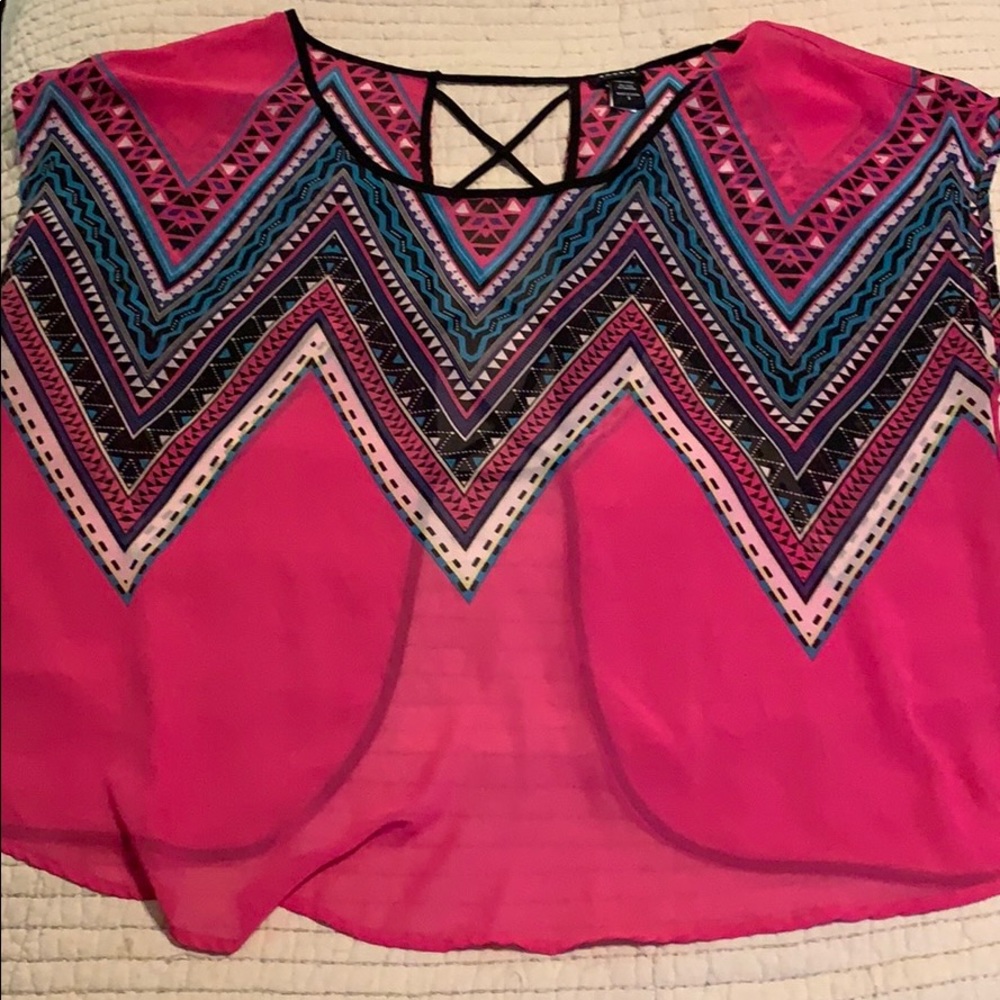 Torrid 2X Sheer Hot Pink Chevron Top